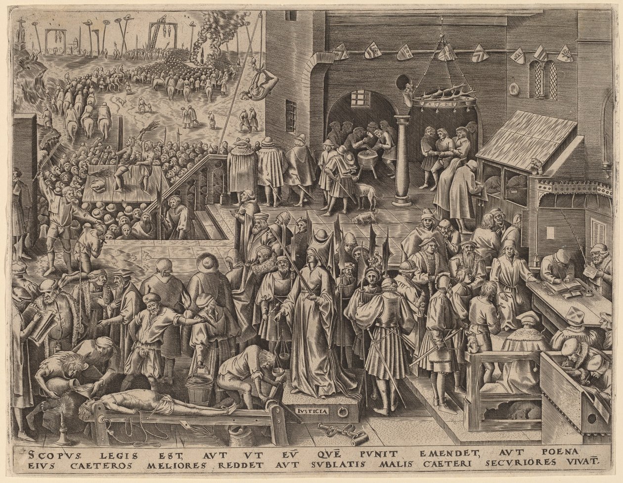 Gerechtigheid door Philip Galle after Pieter Bruegel the Elder