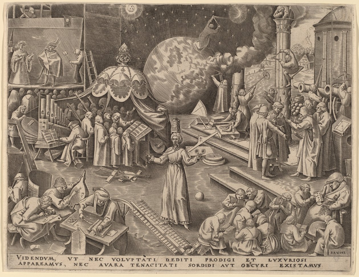 Matigheid door Philip Galle after Pieter Bruegel the Elder