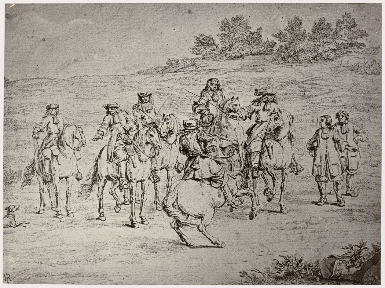 Van der Meulin [?], Louis XIV. en de kunstenaar door Philip Henry Delamotte