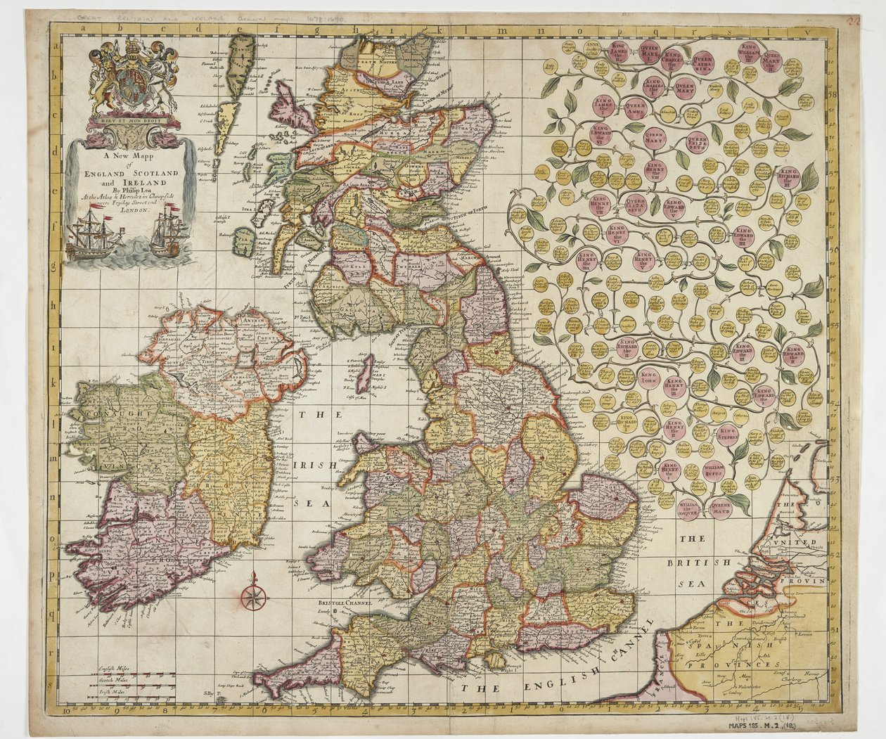 Een nieuwe kaart van Engeland, Schotland en Ierland, ca. 1690 door Philip Lea