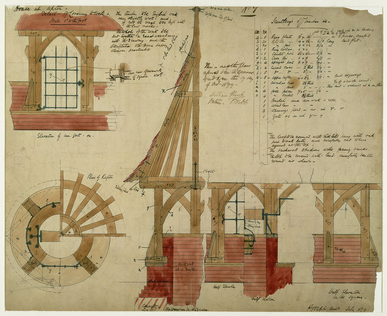 Plannen voor het Rode Huis, Bexley Heath door Philip Webb