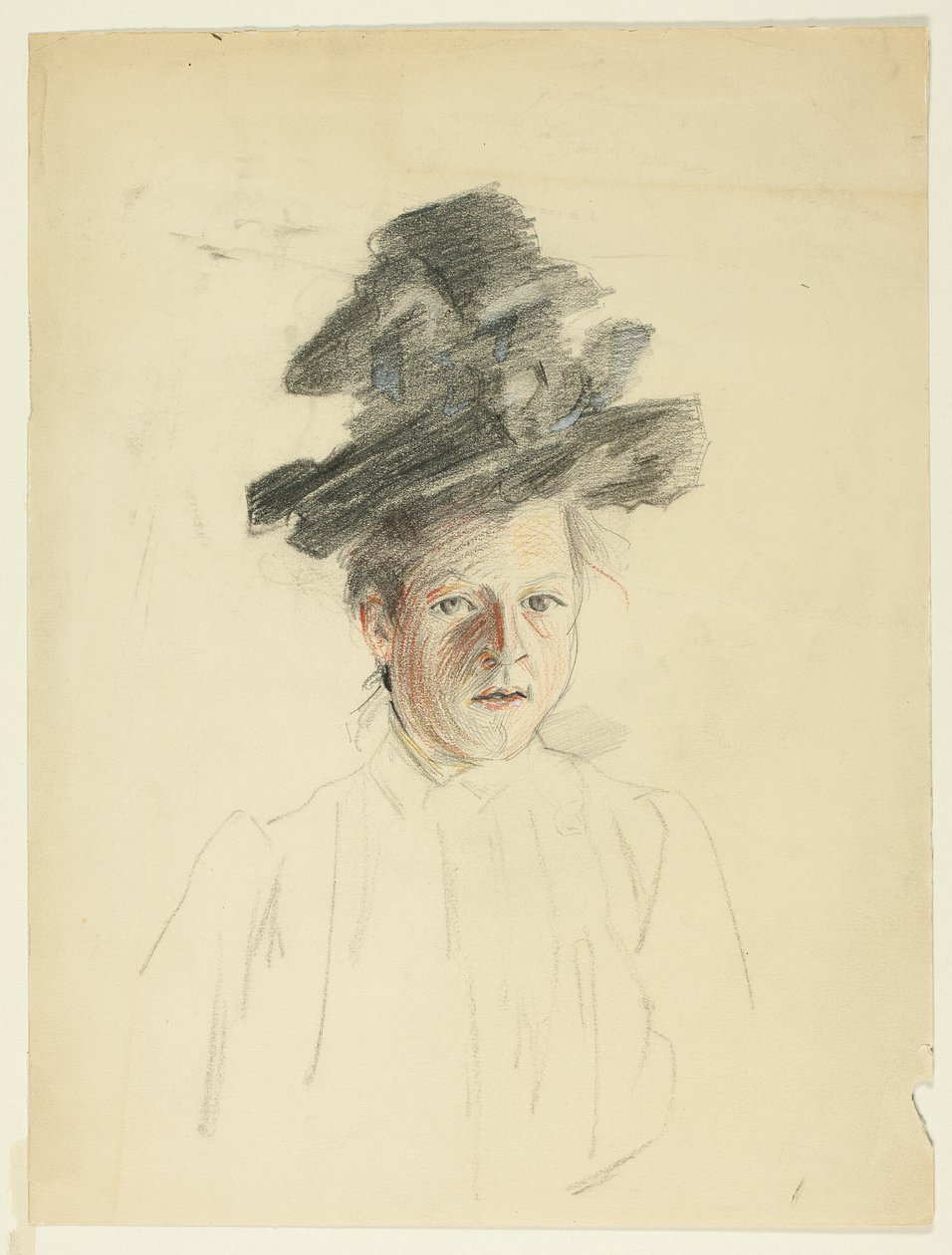 Portret van een vrouw met zwarte hoed door Philip William May