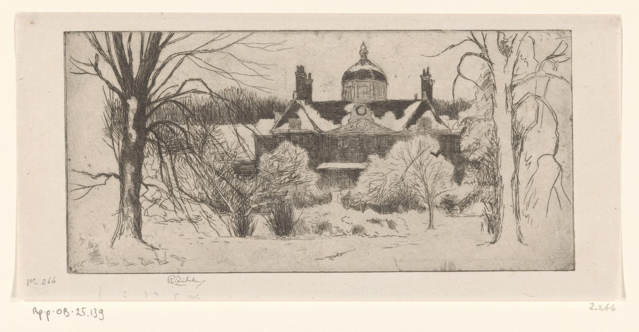 Huis ten Bosch in de sneeuw door Philip Zilcken (signed by artist)