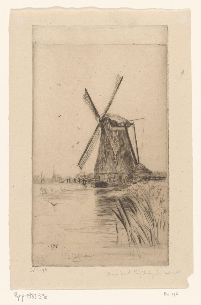 Molen in landschap door Philip Zilcken (signed by artist)