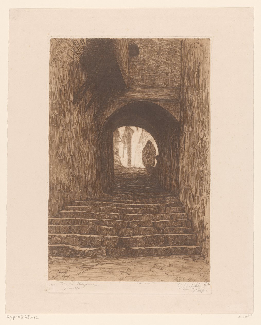 Straat met trap, te Algiers door Philip Zilcken (signed by artist)