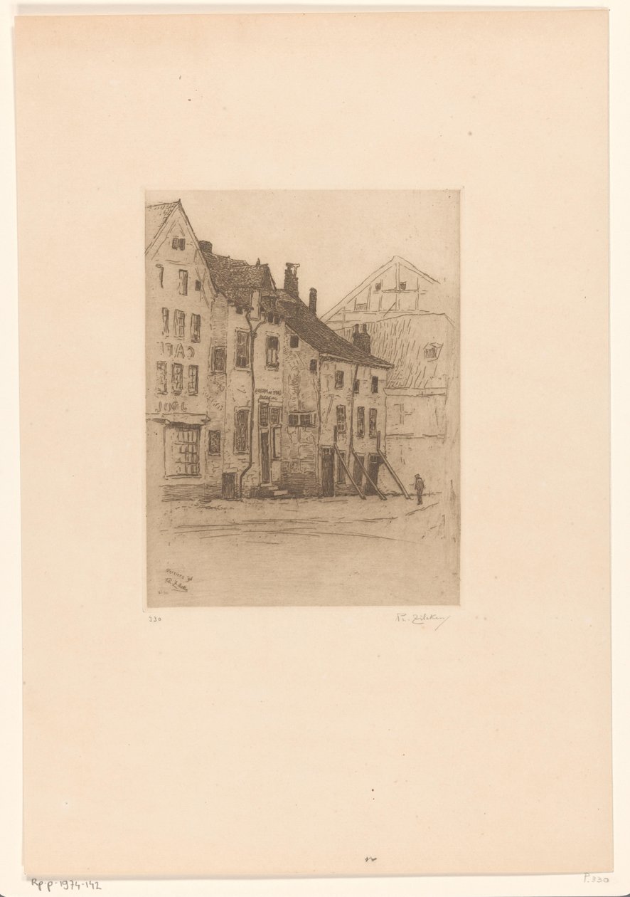 Oude huizen op de Place Verte, te Verviers door Philip Zilcken