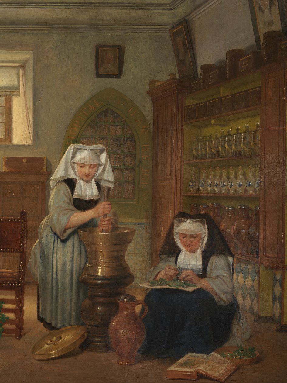 Detail van de apotheek in het Sint-Janshospitaal door Philipe Jacques van Bree