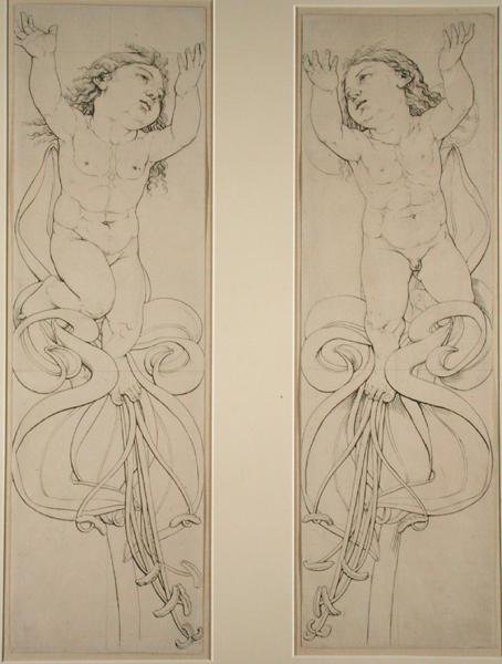 De linker en rechter genie op de amaryllisplant, 1809 door Philipp Otto Runge