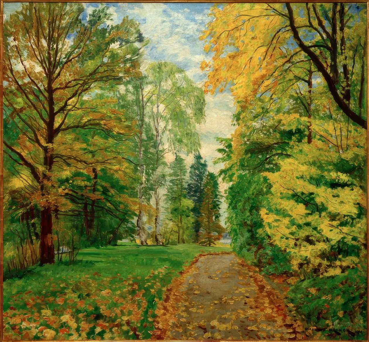 Een herfstweg door Philipp Franck