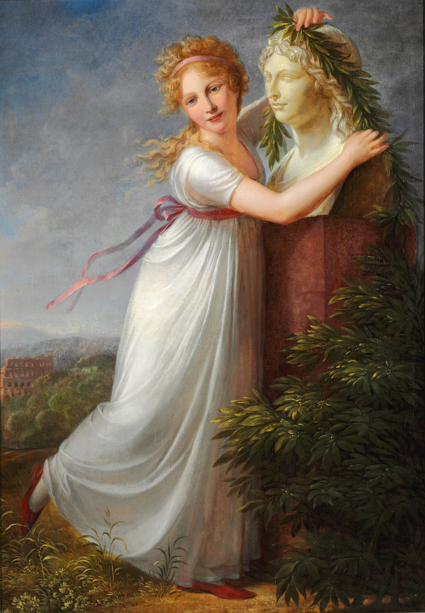 Ida omkranst de buste van haar moeder door Philipp Friedrich von Hetsch