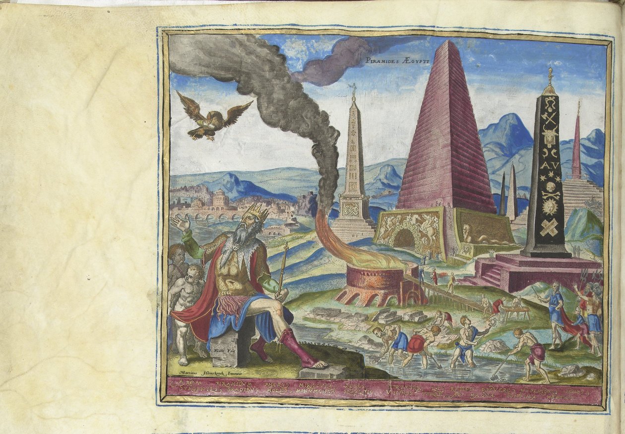 De Piramides van Egypte uit de serie De Achtste Wereldwonderen, 1572 door Philipp Galle