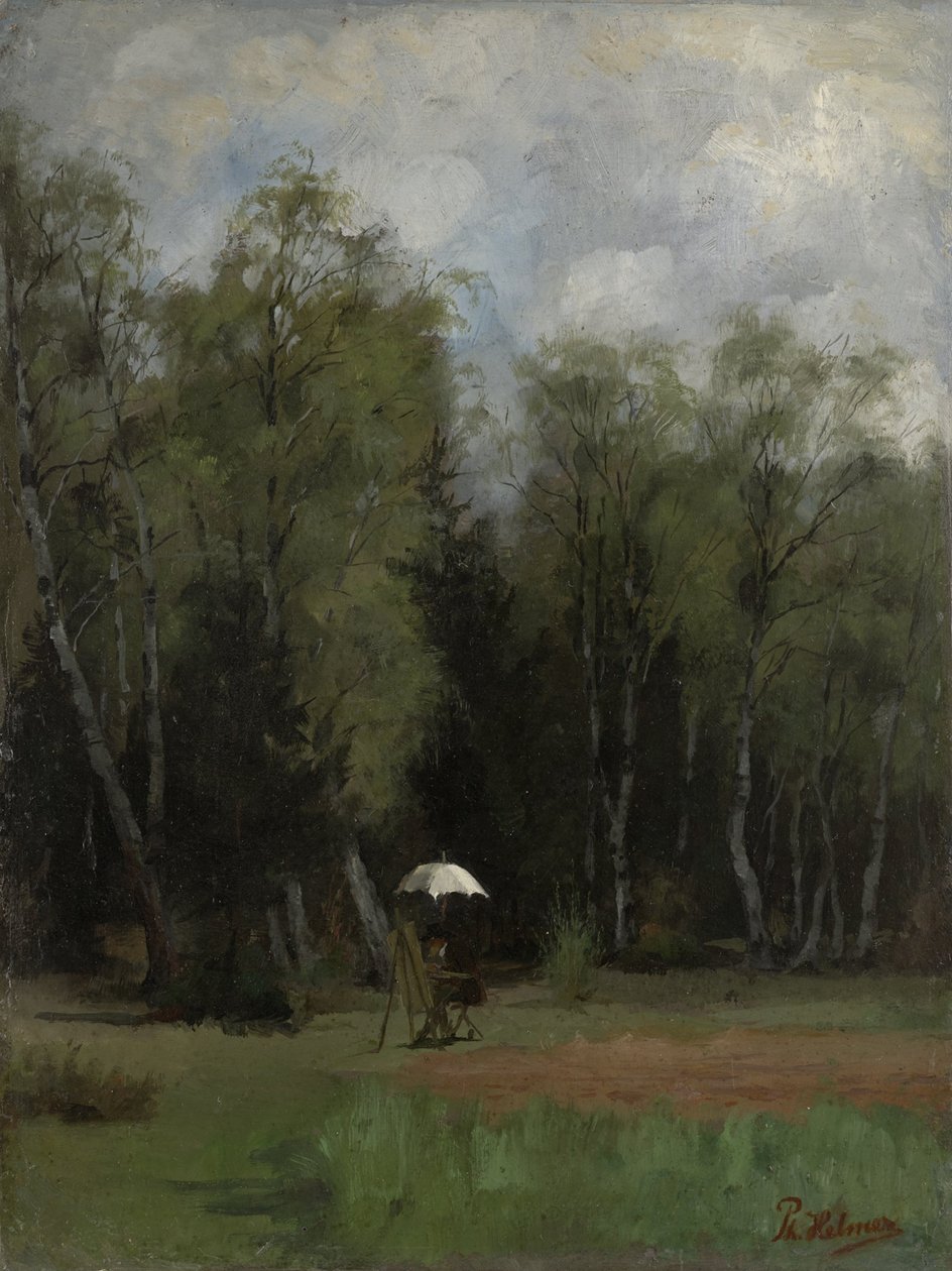 Schilder aan de bosrand door Philipp Helmer