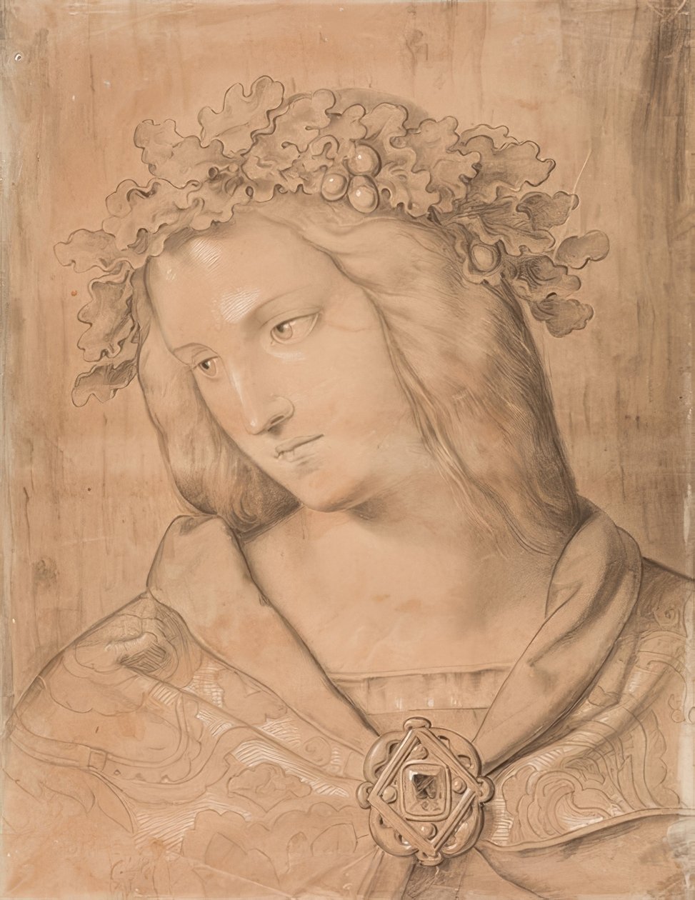 Germania, borstbeeld, studie voor het fresco (detail) door Philipp Veit