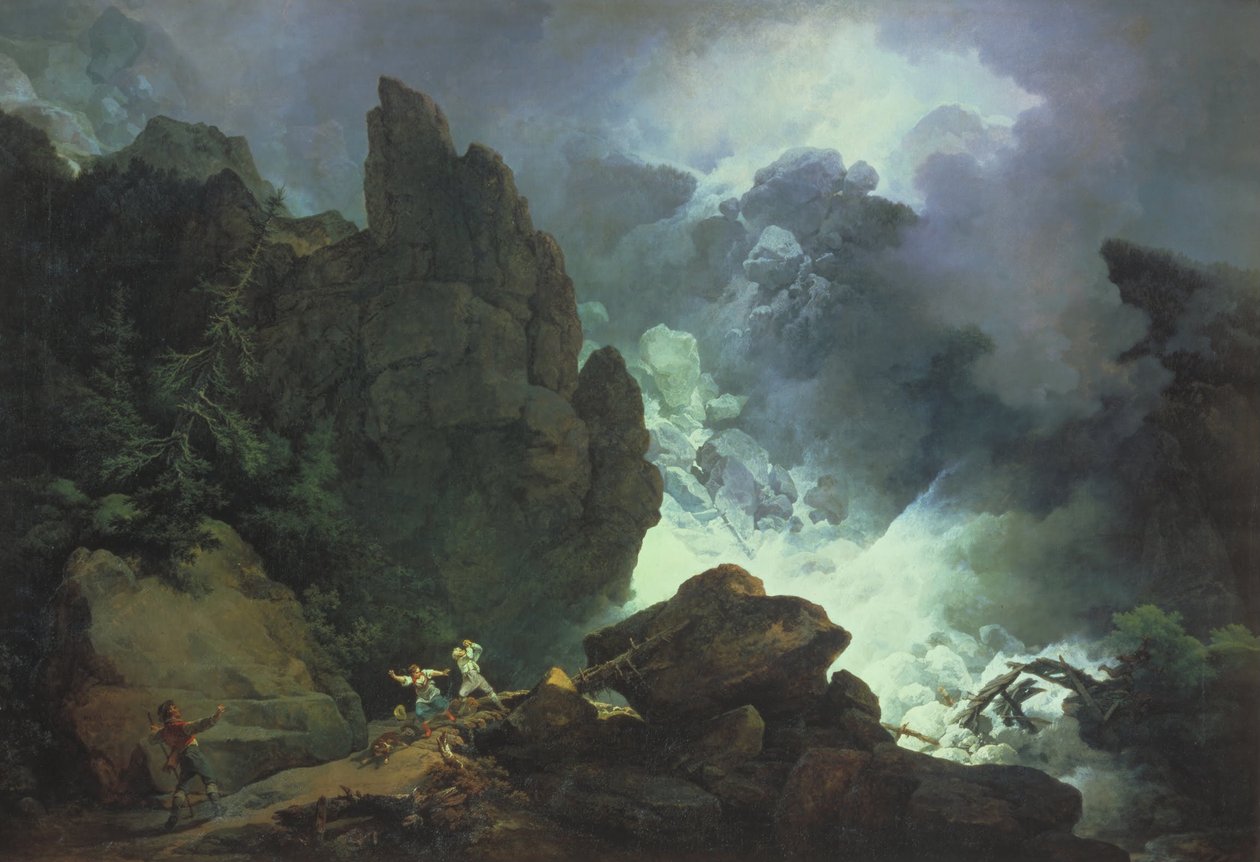 Een lawine in de Alpen door Philippe Jacques de Loutherbourg