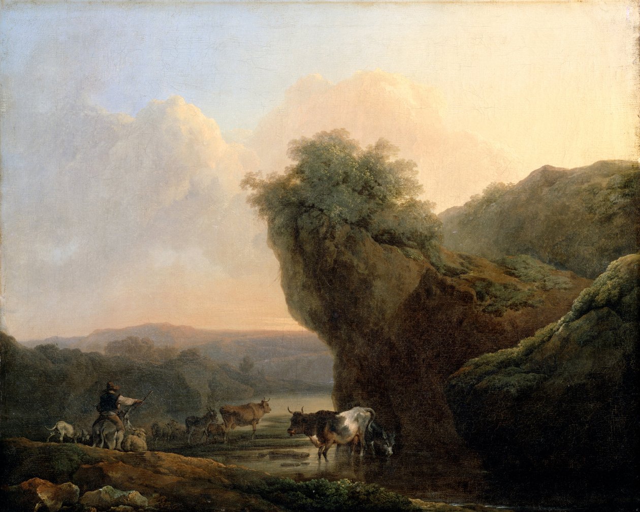 Landschap met vee door Philippe-Jacques de Loutherbourg