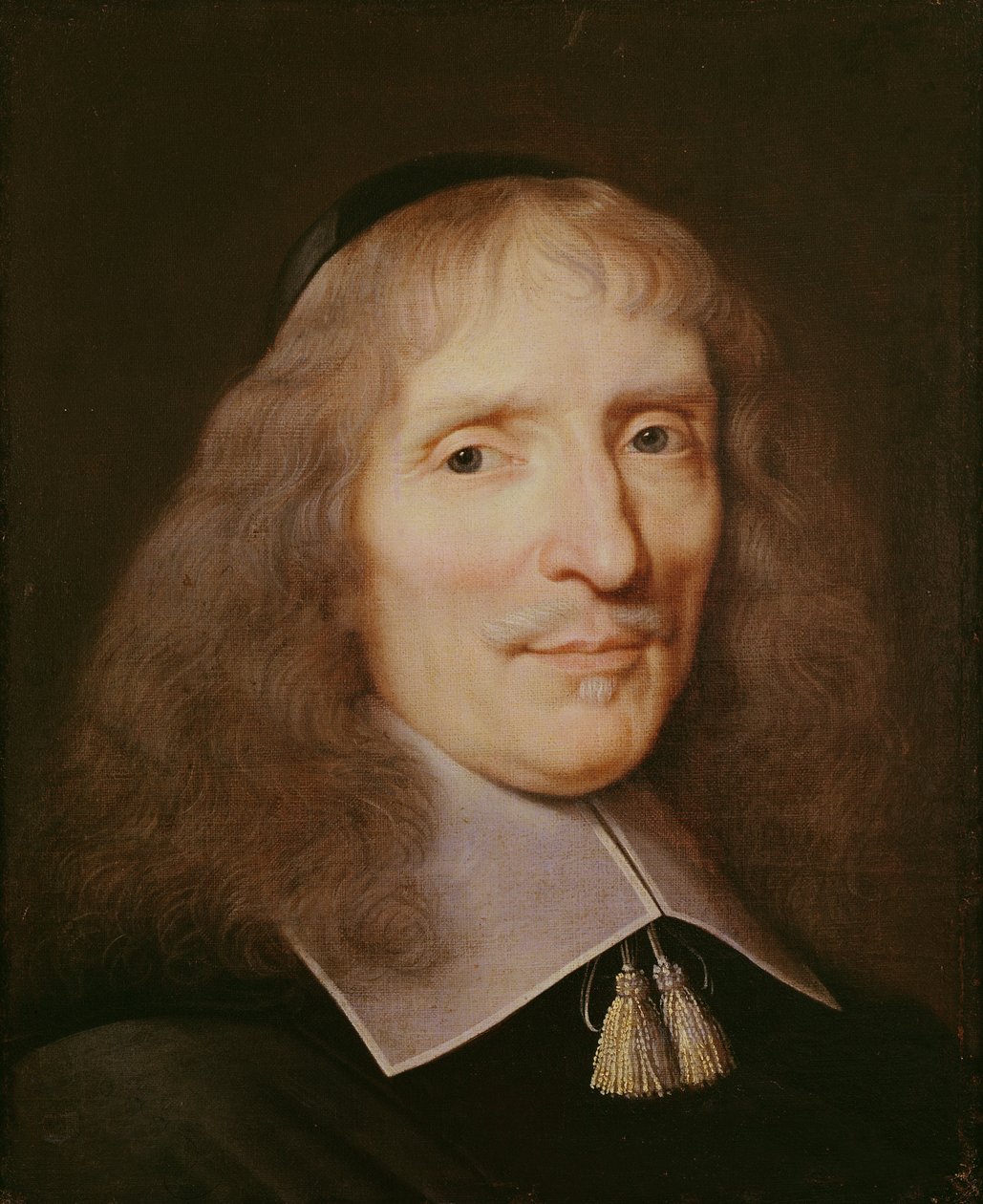Portret van een man met een fluwelen schedelkap door Philippe de Champaigne