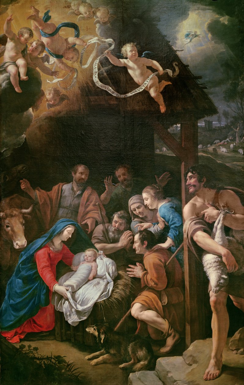 De Aanbidding der Herders, 1628 door Philippe de Champaigne