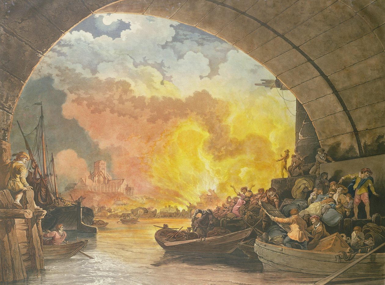 De Grote Brand van Londen, 1799 door Philippe Jacques de Loutherbourg