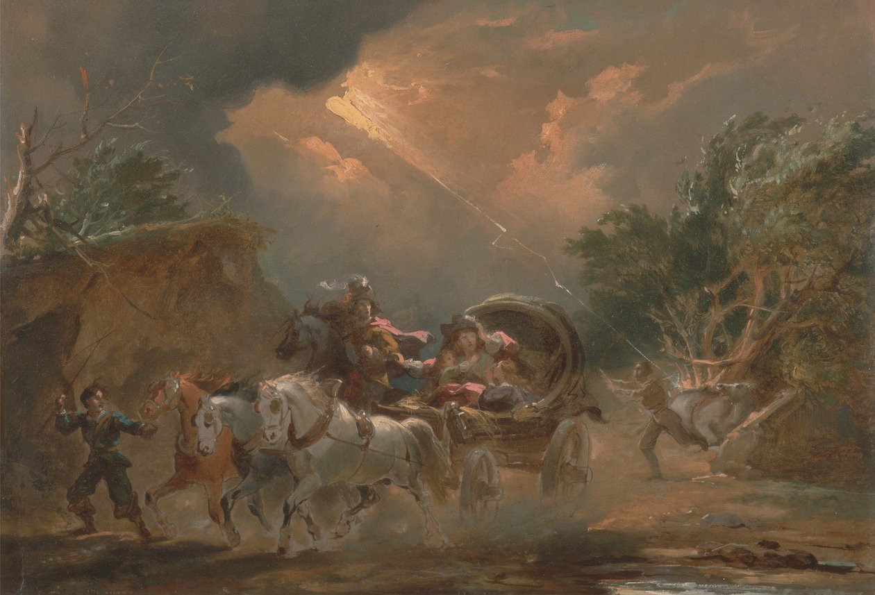 Koets in een onweersbui door Philippe-Jacques de Loutherbourg