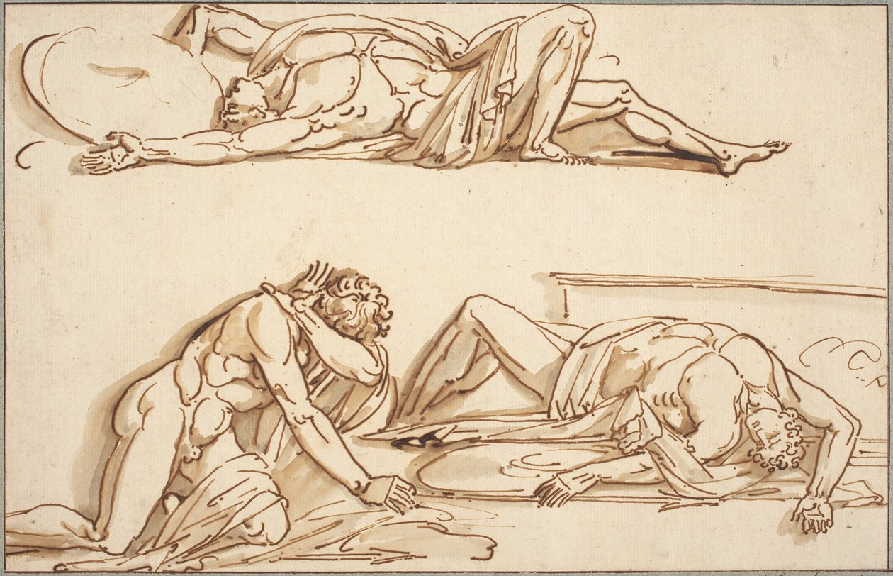 Achilles en Patroclus door Philippe Auguste Hennequin