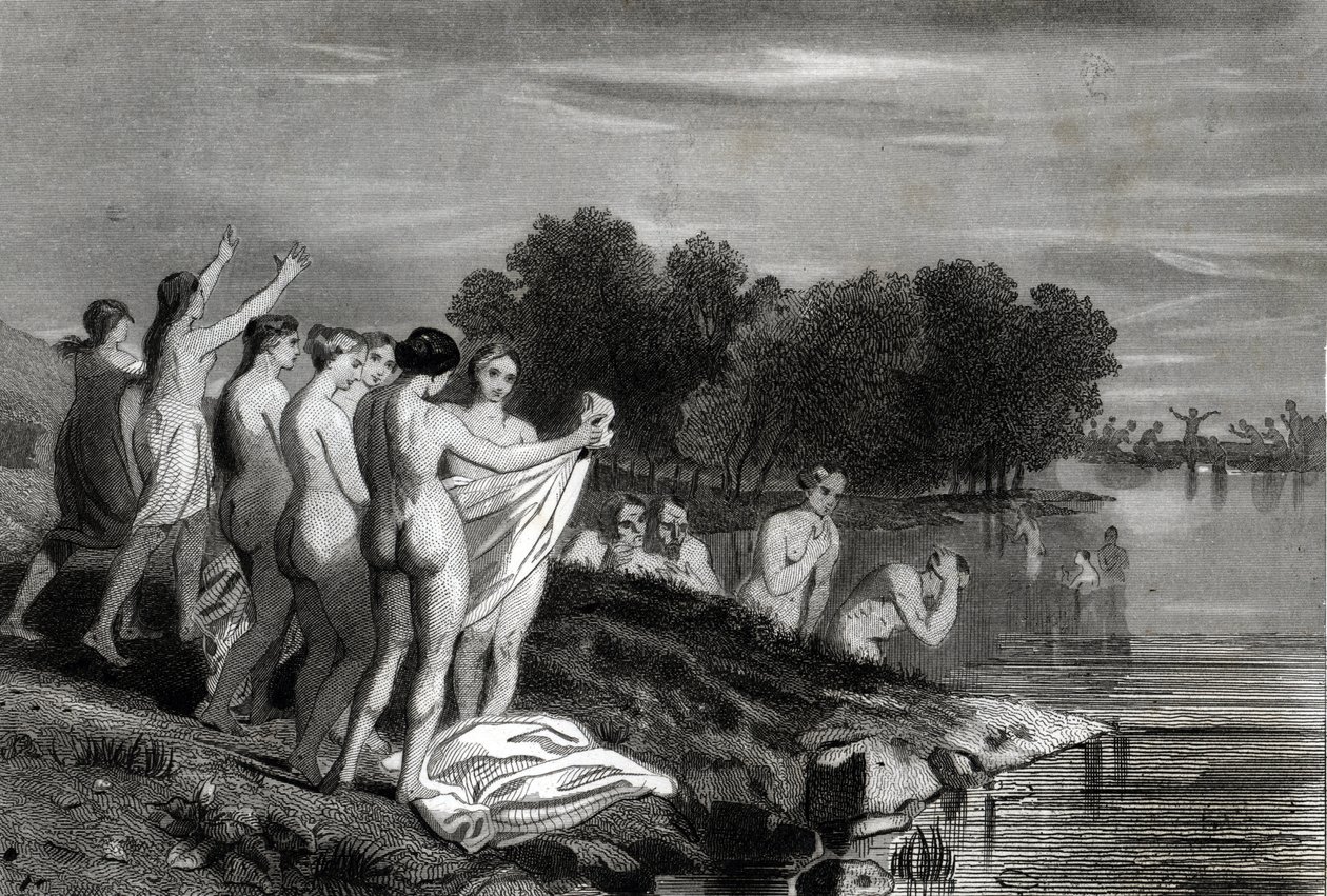 Anabaptisme: Anabaptisten zijn christenen die geloven dat de doop alleen geldig is wanneer de kandidaat zijn of haar geloof in Christus belijdt en gedoopt wil worden door Philippe Auguste Jeanron