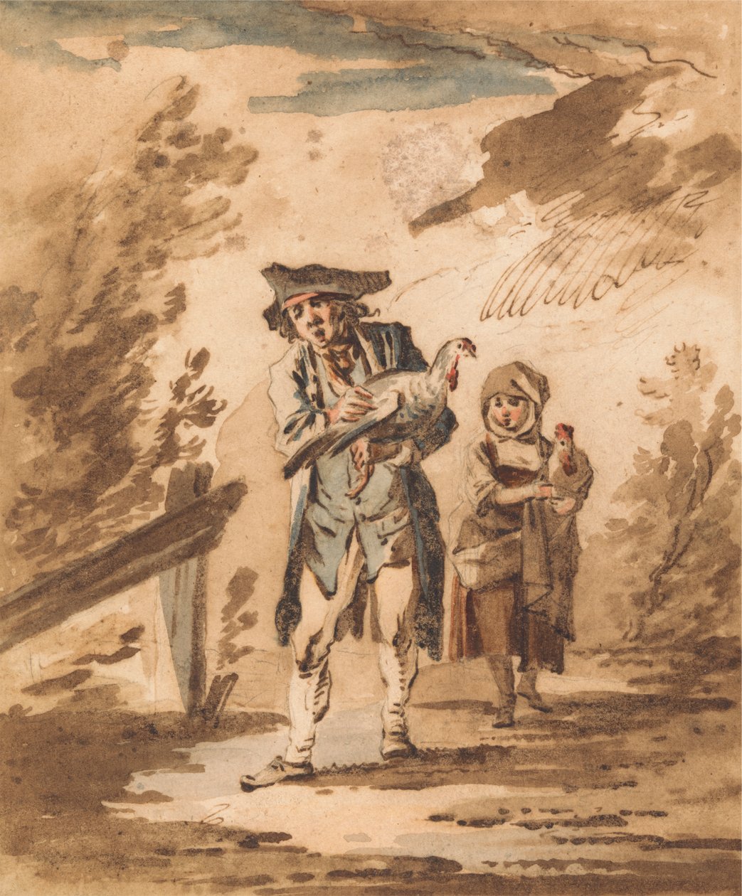 Landlieden met gevogelte terugkerend van de markt door Philippe Jacques de Loutherbourg