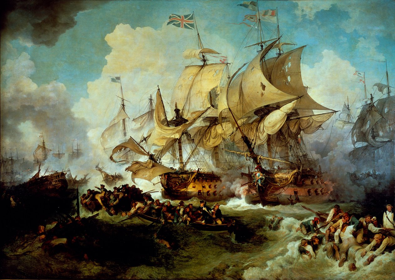 De Slag van 1 juni door Philippe Jacques de Loutherbourg