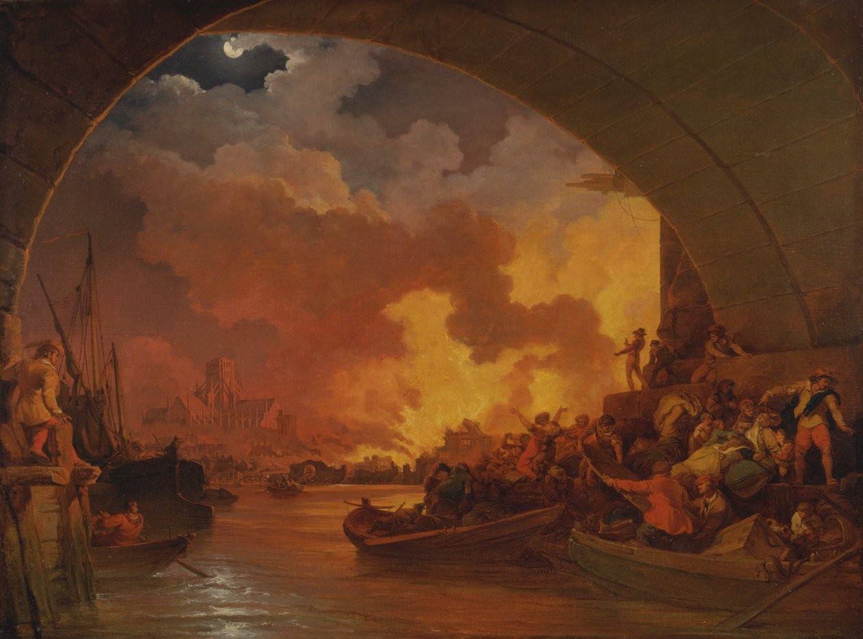 De Grote Brand van Londen door Philippe Jacques de Loutherbourg