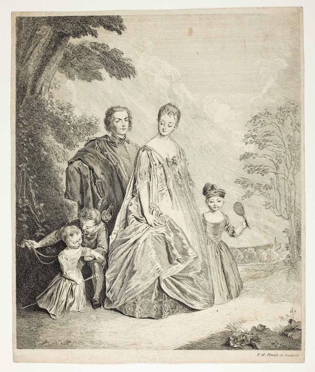 De Familie Promenade, ook wel Philippe Mercier, Zijn Eerste Vrouw en Familie genoemd door Philippe Mercier
