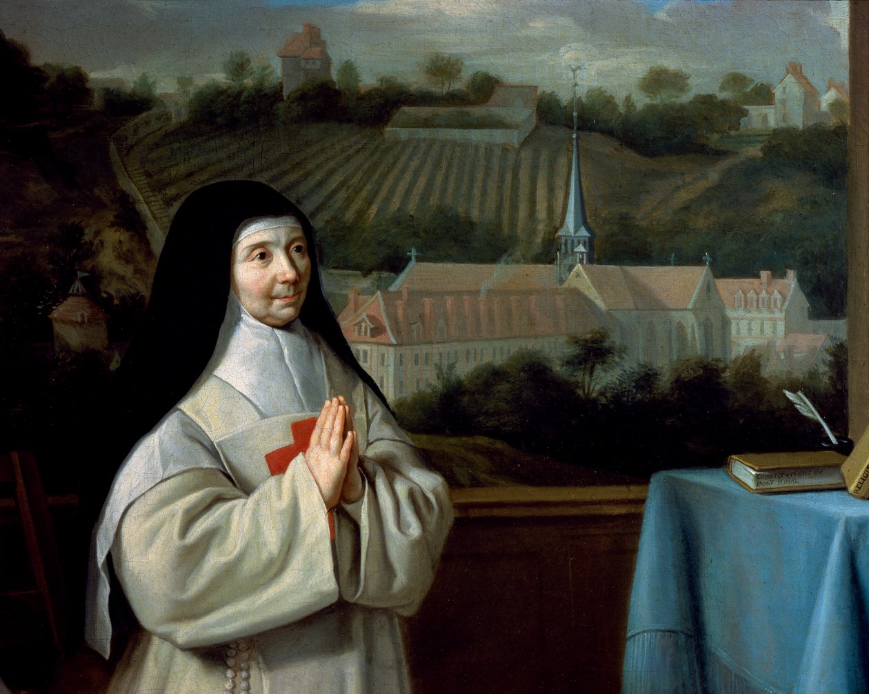 Moeder Marie-Angelique Arnauld (detail) door Philippe de (attr. to) Champaigne