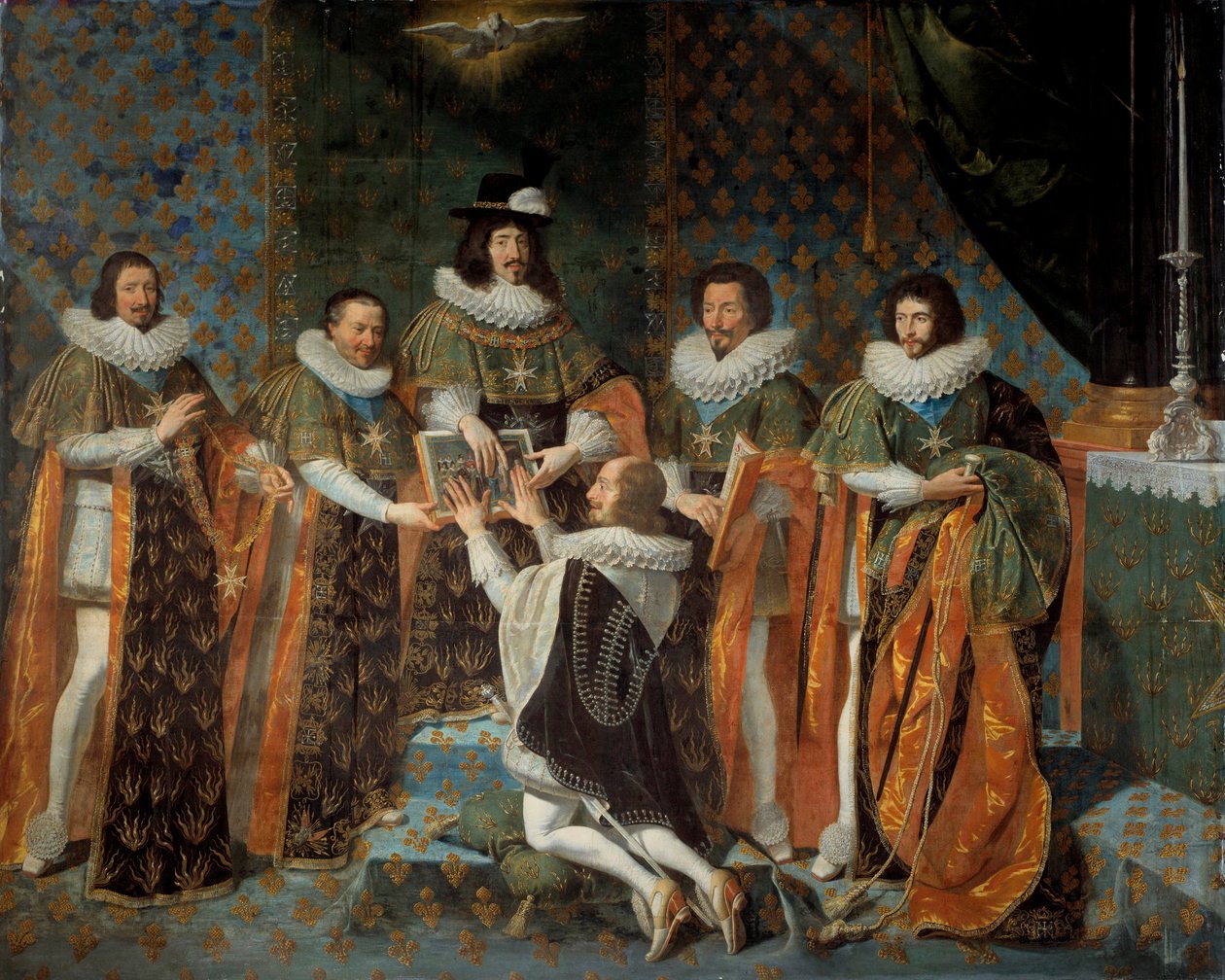 Ontvangst door Lodewijk XIII (1601-1643) van Hendrik II van Orléans, hertog van Longueville en Estouville, Soevereine Prins van Neuchâtel (1595-1663) Ridder van de Orde van de Heilige Geest 15/05/1633 door Philippe de Champaigne