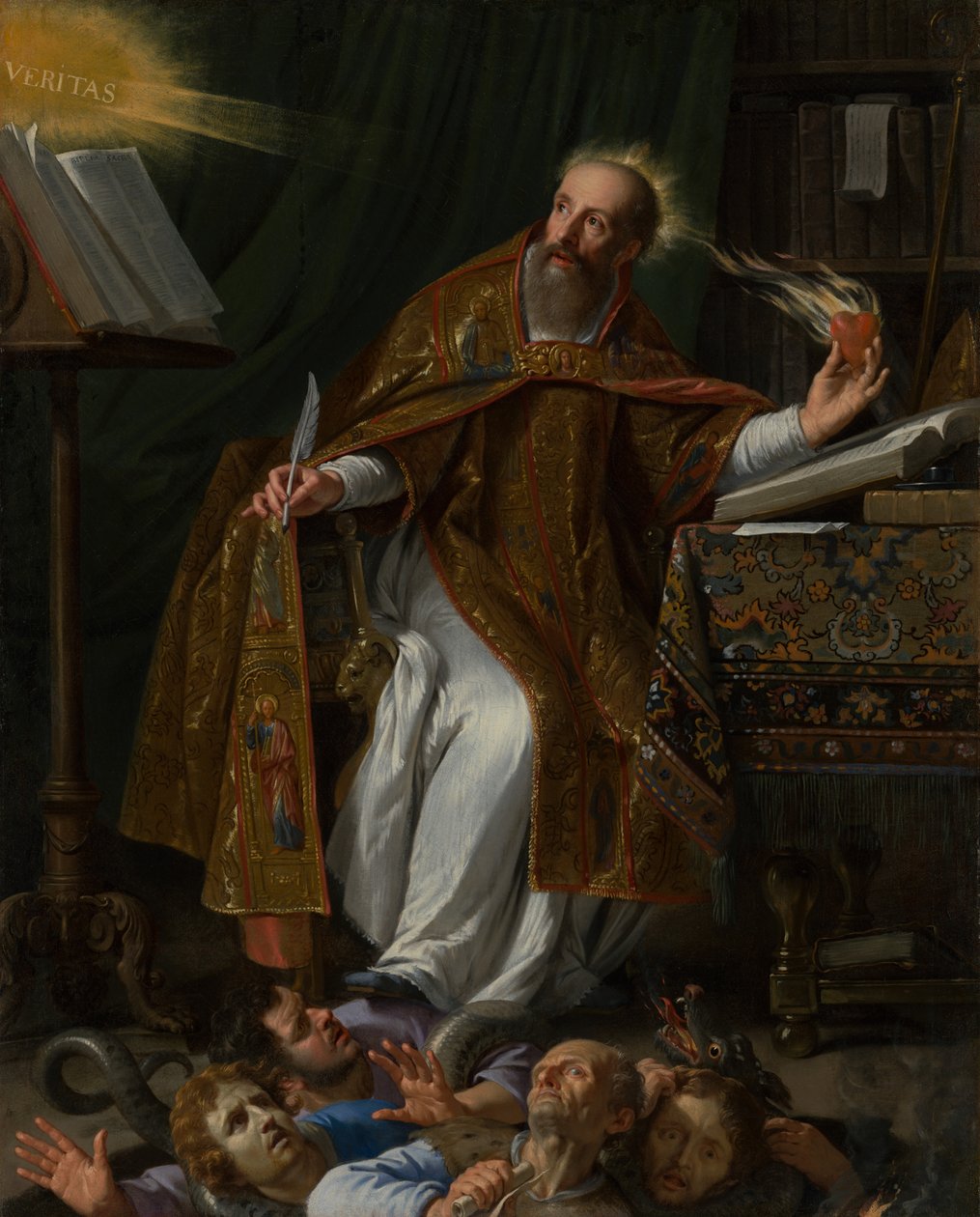 Sint-Augustinus in zijn studeerkamer die de ketters vertrapt door Philippe de Champaigne