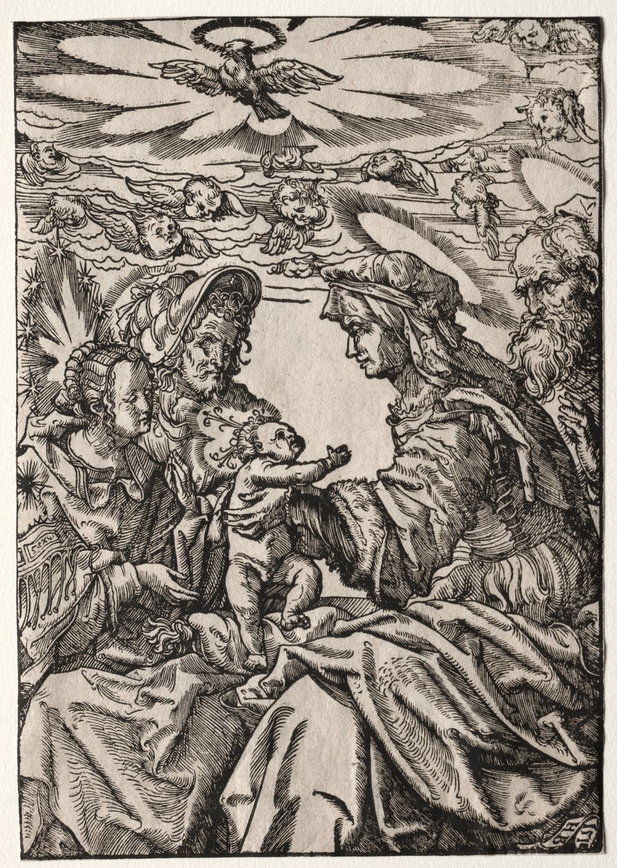De Heilige Familie met St. Anna en Joachim door Philippe de Lasalle