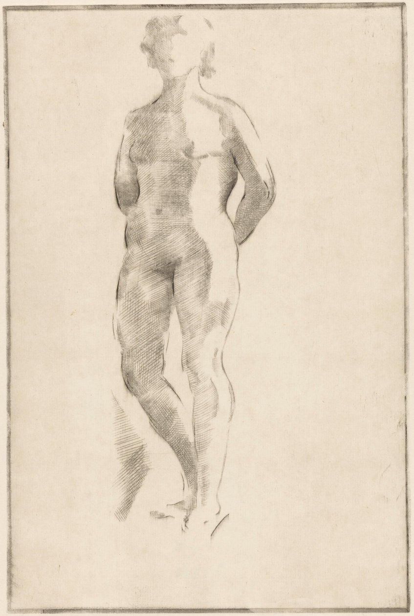 Staande, naakte vrouw met handen op de rug door Philippus de Groot (signed by artist)