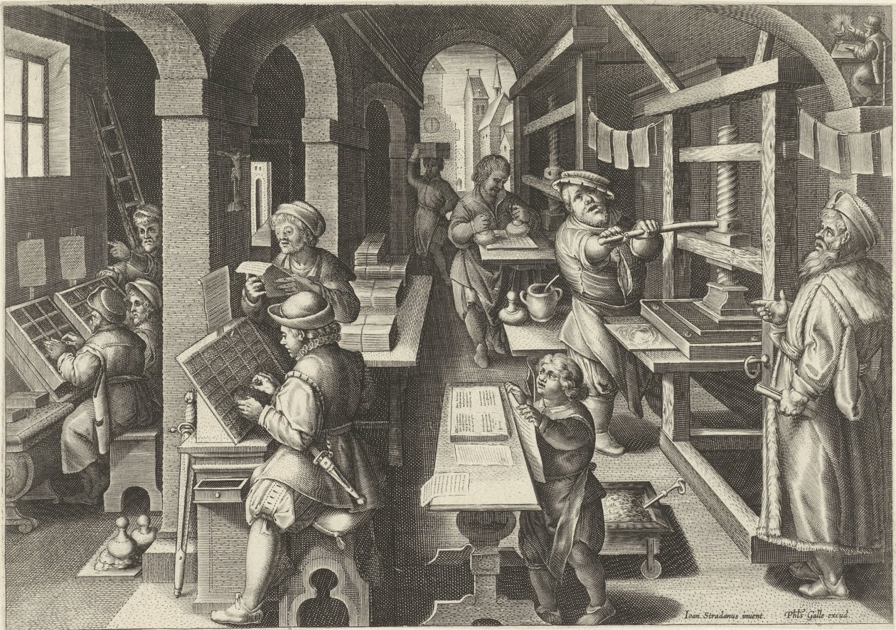 Boekdrukkunst door Philips Galle (attributed to workshop of)