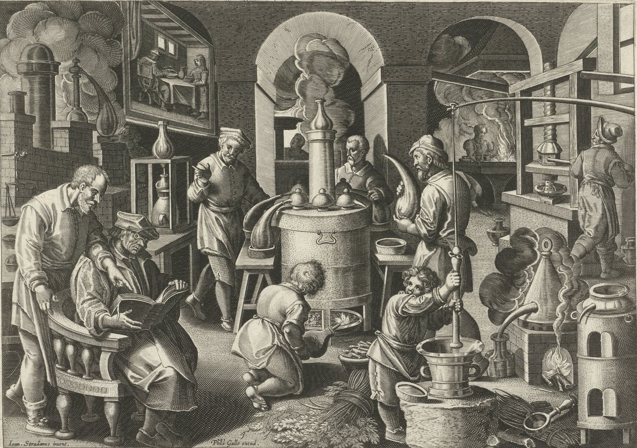 Distillatie door Philips Galle (attributed to workshop of)