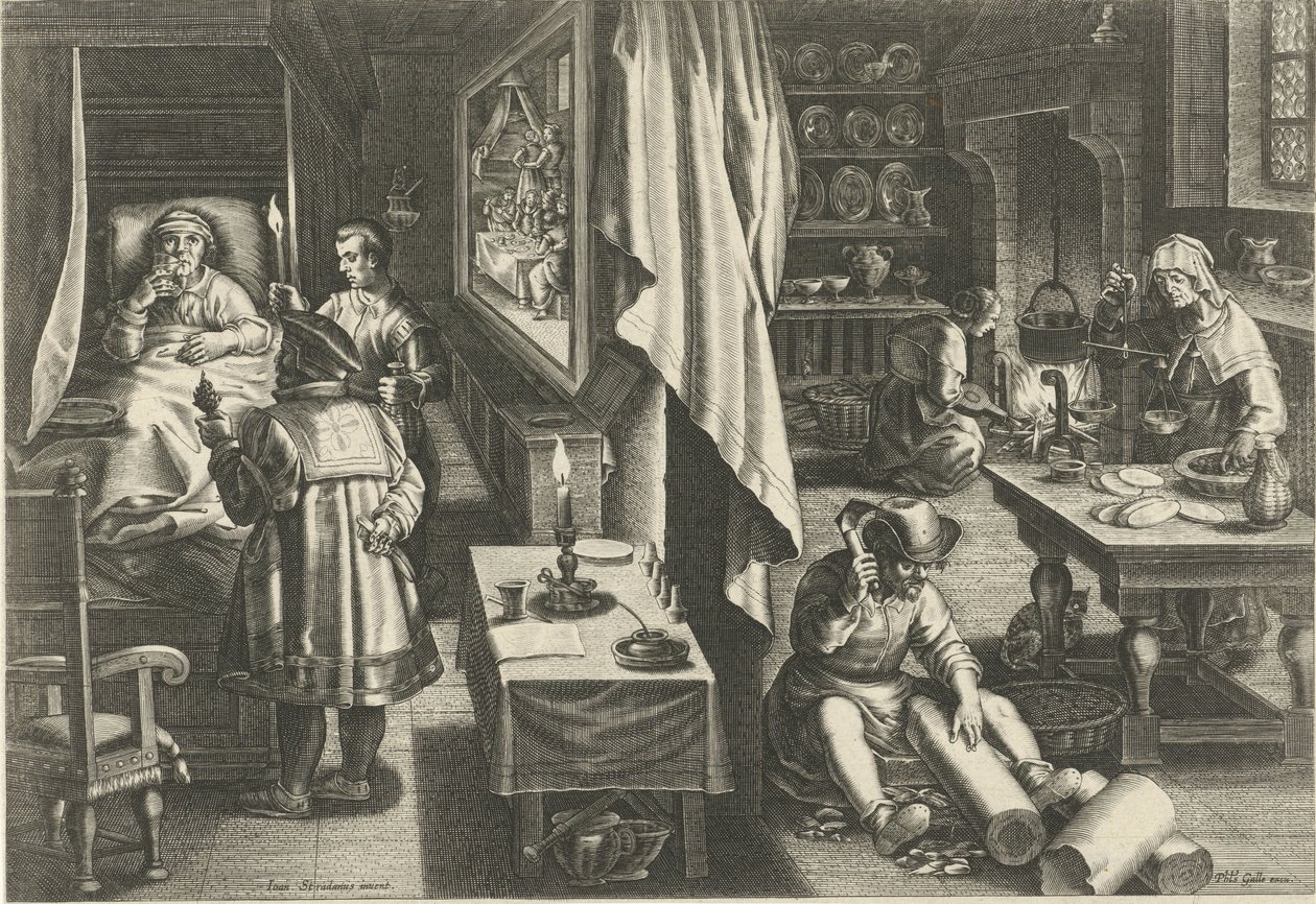 Medicijn tegen syfilis door Philips Galle (attributed to workshop of)