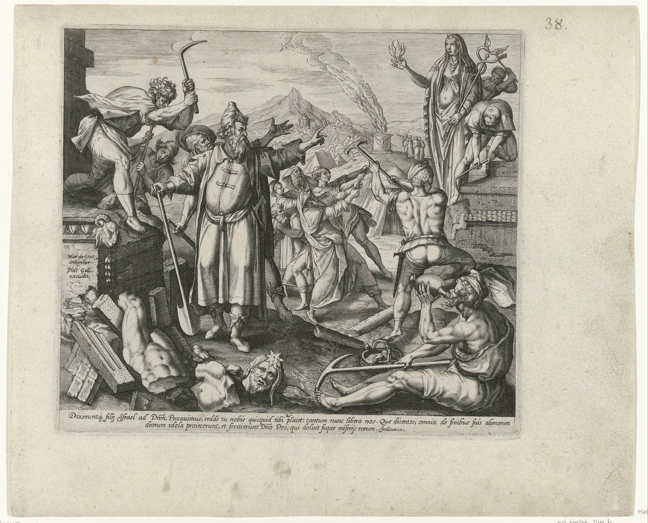 Vernietiging van de afgodsbeelden van Baäl door Philips Galle (attributed to workshop of)