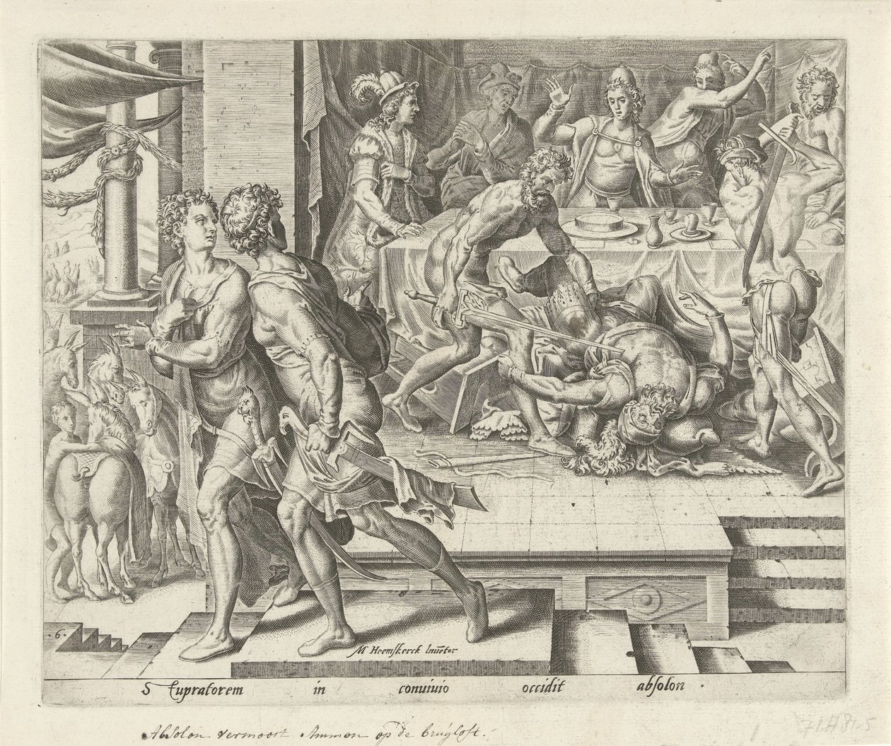 Absaloms wraak Geschiedenis van Tamar en Amnon (serie) door Philips Galle