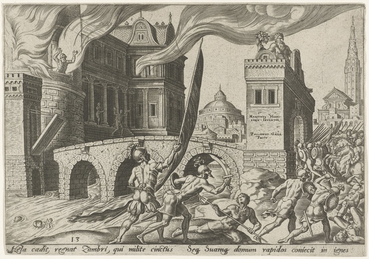 De inname van Tirza (De onheilsdagen van het Joodse volk) door Philips Galle