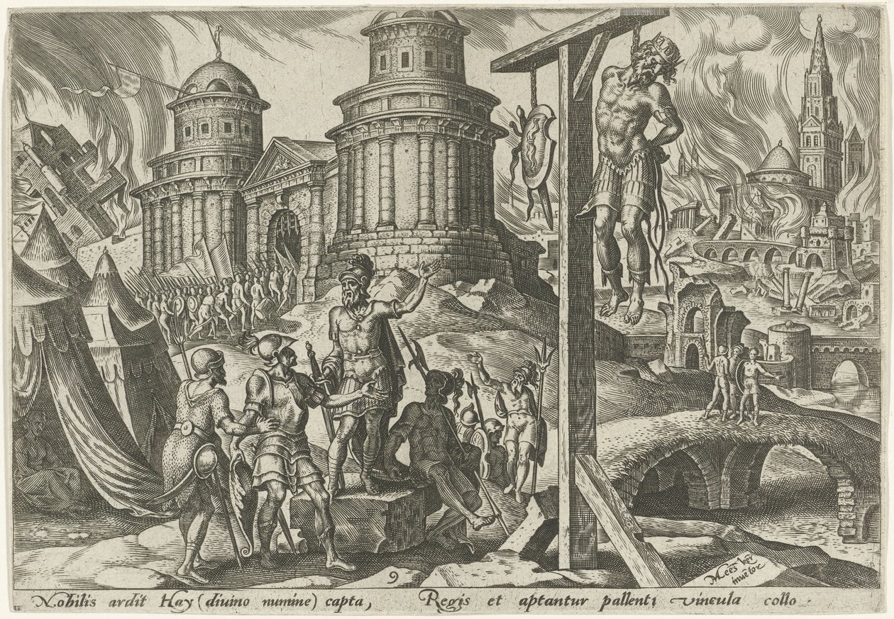De koning van Ai wordt opgehangen De onheilsdagen van het Joodse volk (serie) door Philips Galle