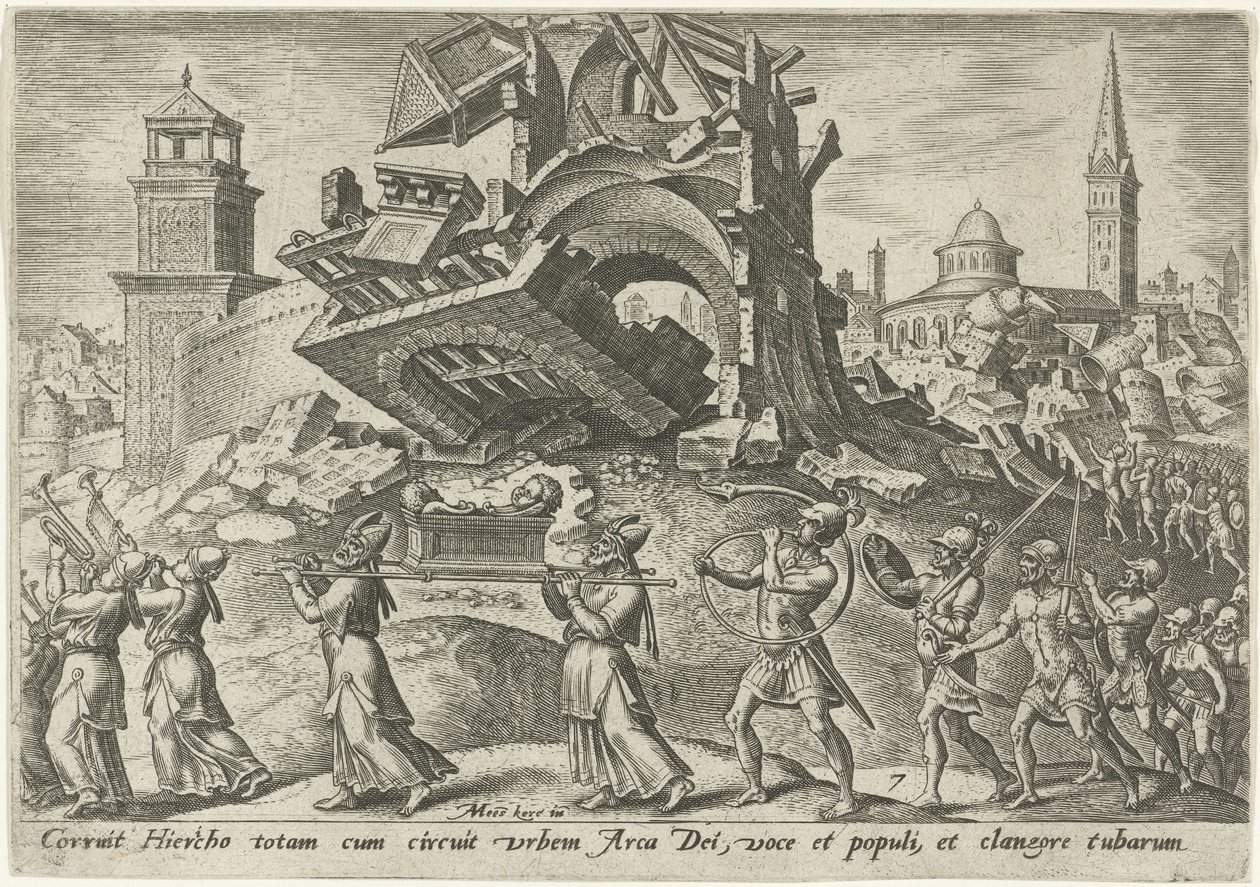 De verwoesting van Jericho (De onheilsdagen van het Joodse volk) door Philips Galle