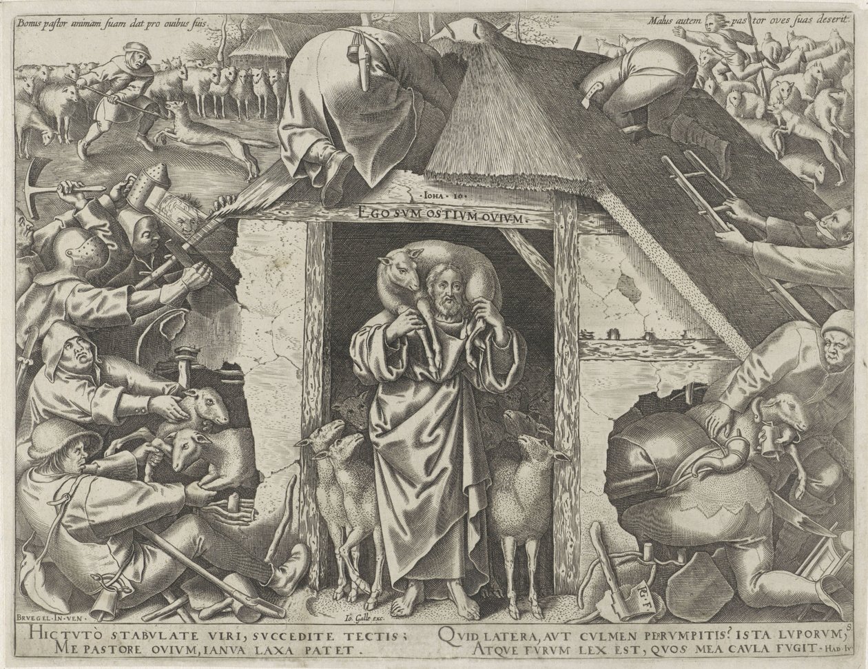 Gelijkenis van Christus als de goede herder door Philips Galle