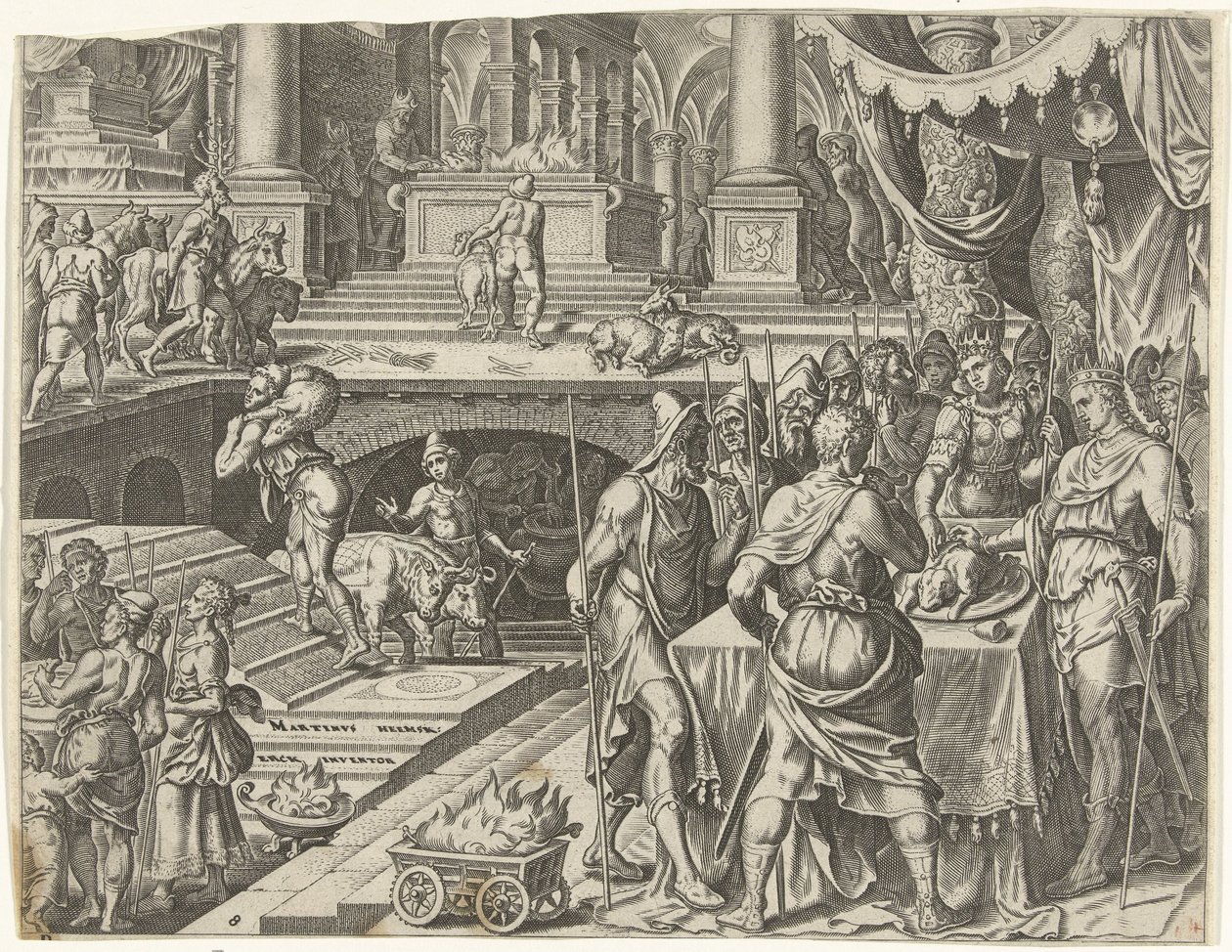 Koning Josia viert Pesach door Philips Galle
