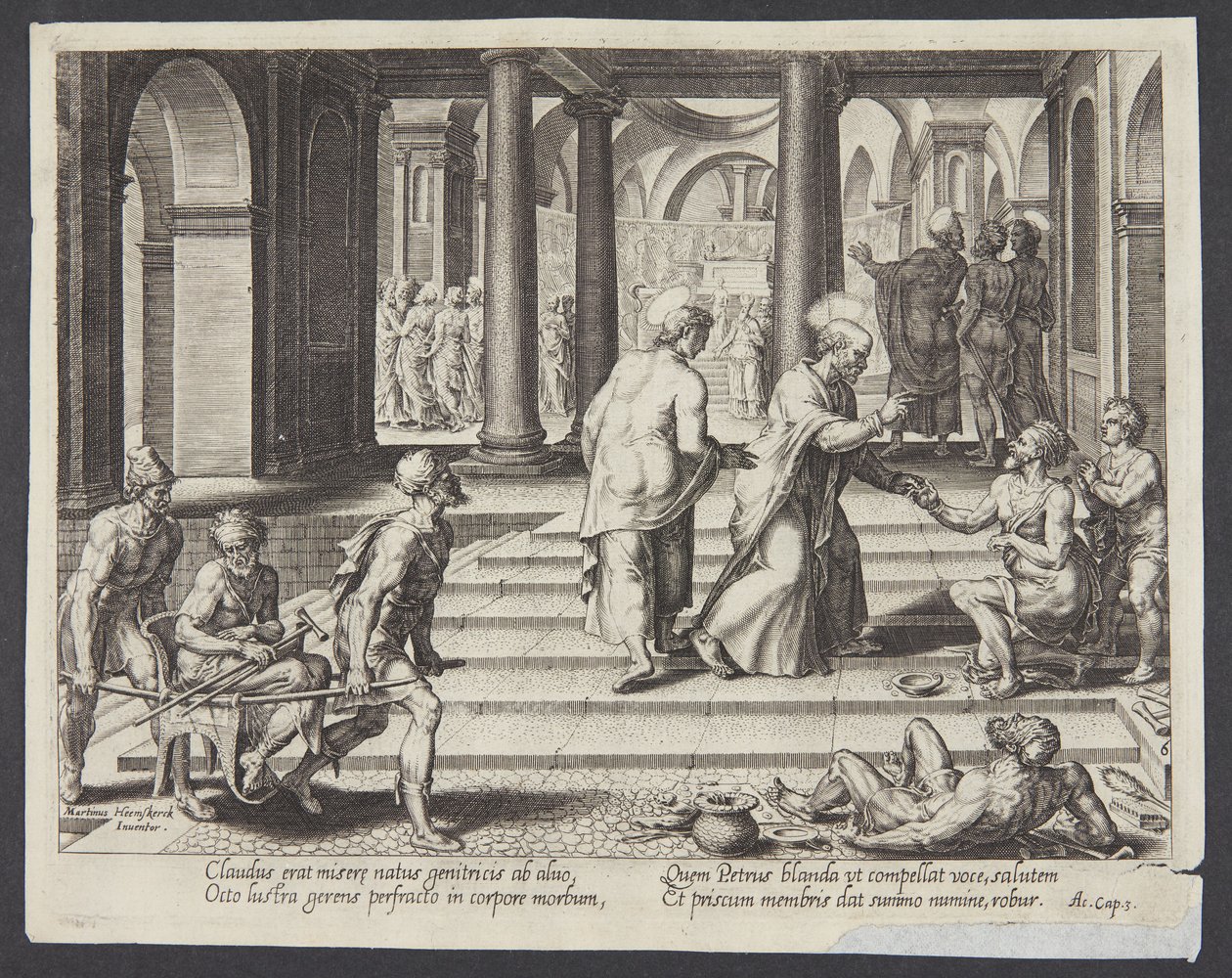 St. Petrus geneest de lamme bij de mooie poort door Philips Galle