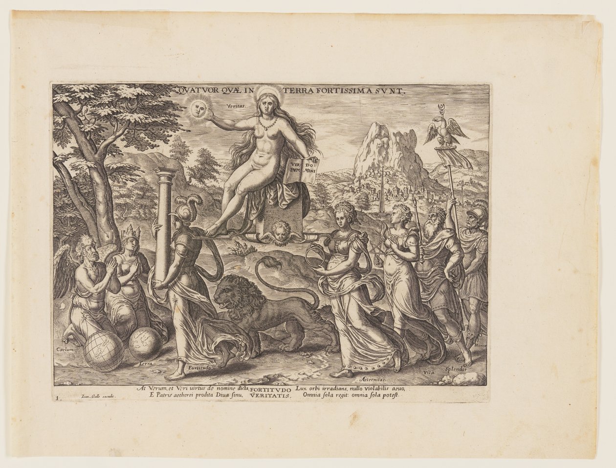 De Kracht van Waarheid [3 Esdras 4:36, 38], uit De Vier Sterkste Machten door Philips Galle