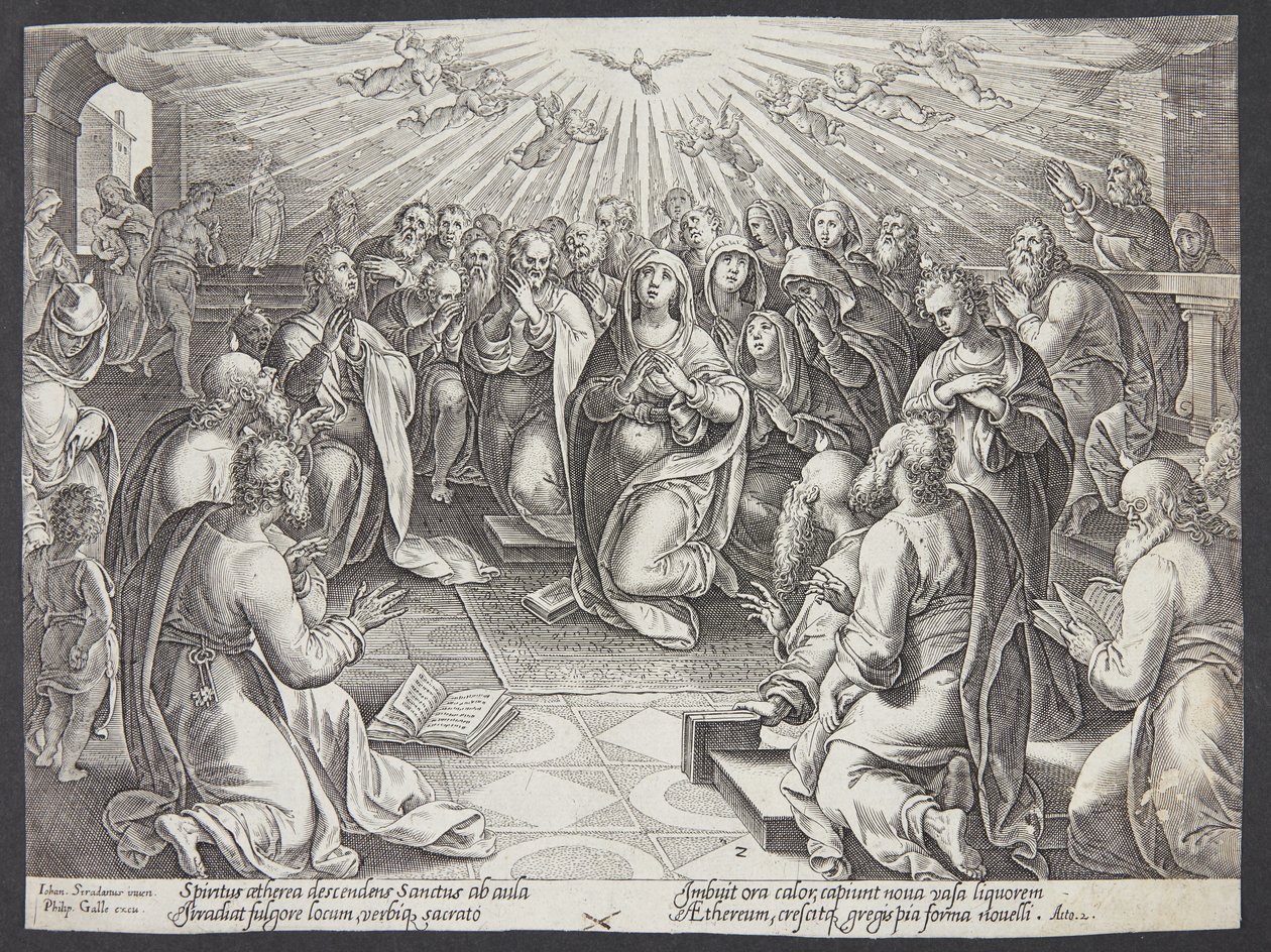 De nederdaling van de Heilige Geest door Philips Galle