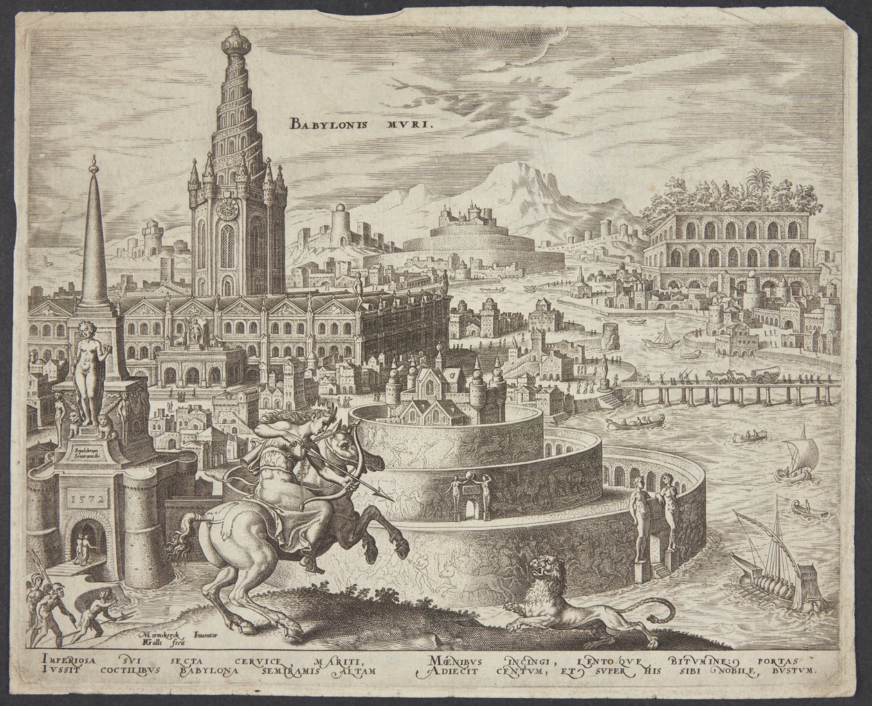 De muren van Babylon door Philips Galle
