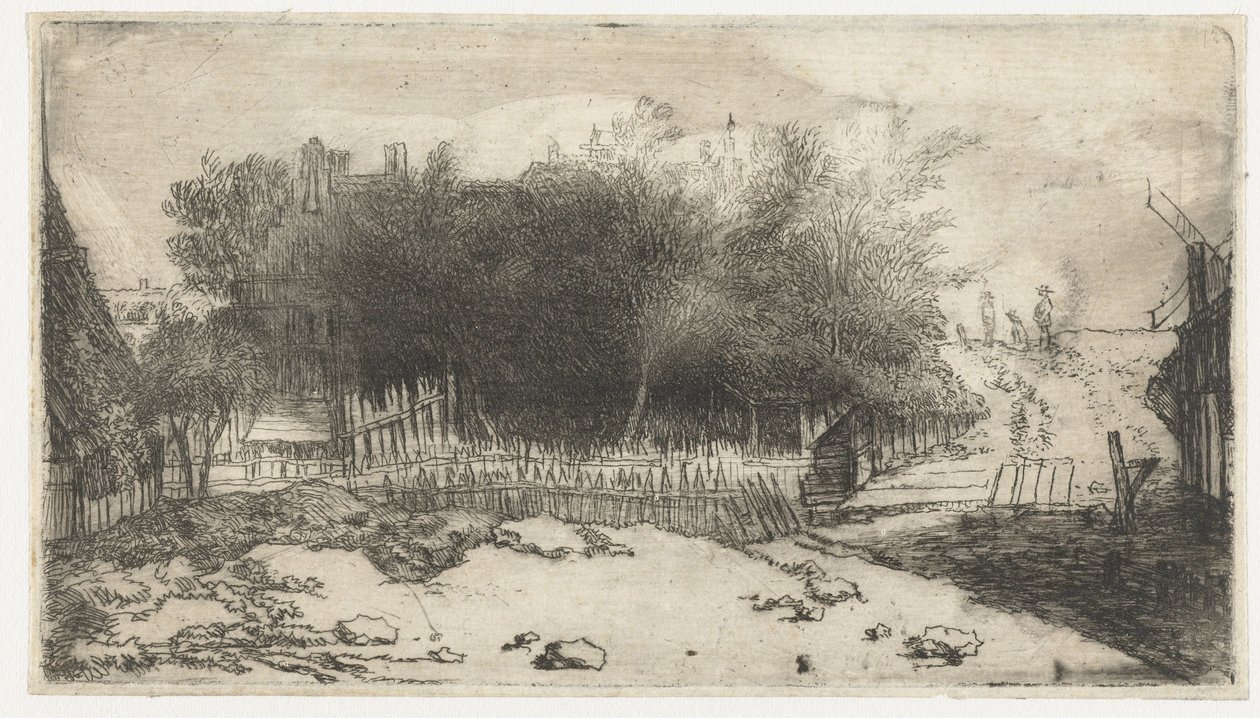 Landschap met een wit hek door Philips Koninck