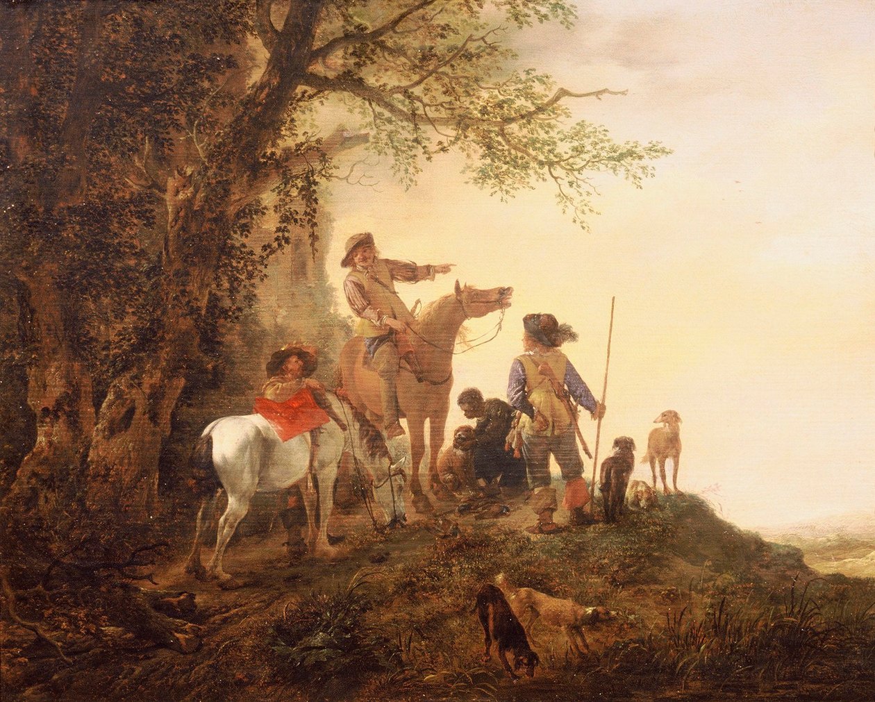 Rustende jagers door Philips Wouwerman
